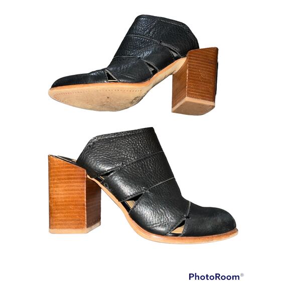 Dolce Vita Makeo Black Brown Pointed Toe Slip On Leather Mules Pumps Size 6.5 - Picture 2 of 7